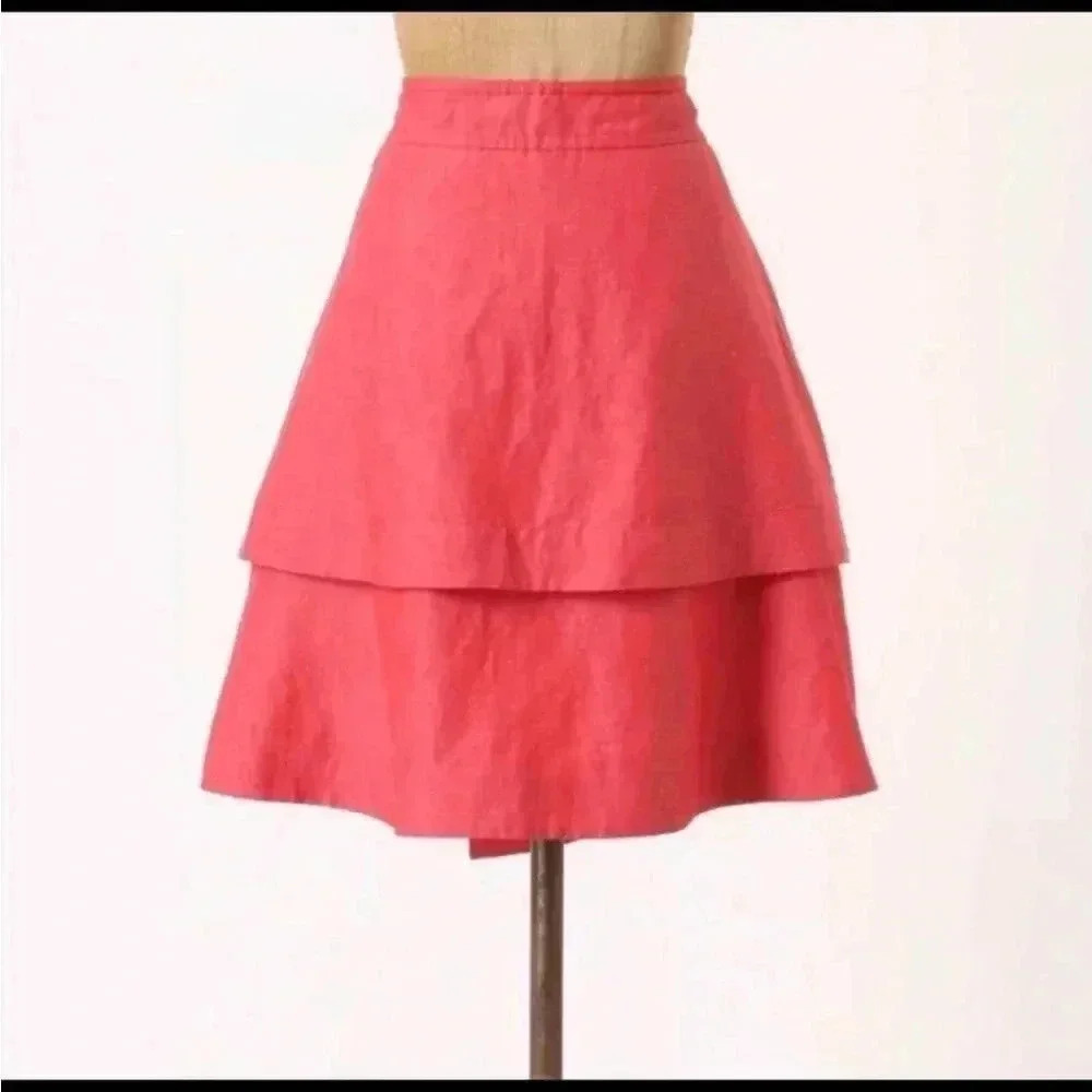 Anthropologie Postmark Vast Wrap Skirt Women's Size US 2 Silk Linen - Picture 5 of 7